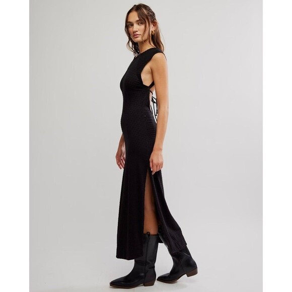 Free People Free-est Eventide Midi Dress Eyelet Embroidered Black M New 283169 - Picture 4 of 9